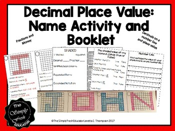 Preview of Decimal Place Value Name Activity and Booklet