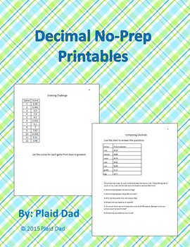 Preview of Decimal No-Prep Printables