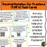 4.NF.6 Decimal Notation Task Cards with and without QR Task Cards