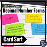 Decimal Number Forms Card Sort Activity 5.NBT.3a