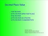 Decimal Number Place Value - Common Core Standards