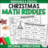 Decimal Operations 5NBT7 Christmas Riddle Worksheet Review