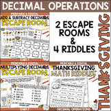 Decimal Operations 5NBT7 Thanksgiving Escape Room Workshee
