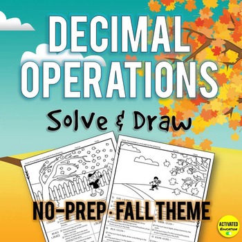 Preview of Autumn Decimal Operations Coloring Activity