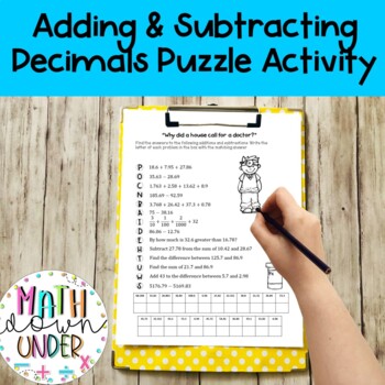 Preview of Adding and Subtracting Decimals Puzzle Activity - Freebie