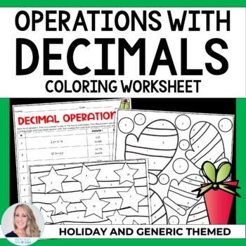 Preview of Decimal Operations Christmas Math Activity | Coloring Worksheet