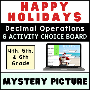 Preview of 4th 5th 6th Grade Math ⭐ Decimal Operations ⭐  CHRISTMAS Mystery CHOICE BOARD