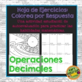 Decimal Operations Color By Answer Hoja de Ejercicios: Col