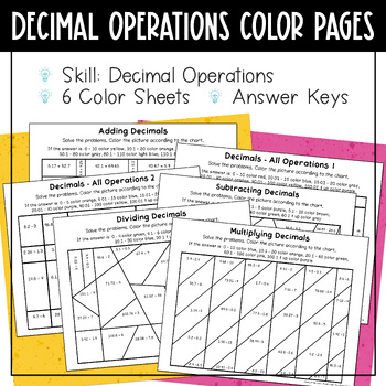Decimal Operations Color with Math by Misty Miller | TpT