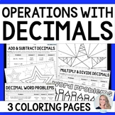 Decimal Operations Coloring Pages Mini Collection