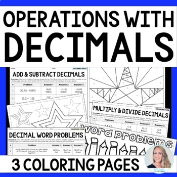 Preview of Decimal Operations Coloring Pages Mini Collection