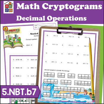 Preview of Decimal Operations | Cryptogram Puzzles | 5th Grade Math