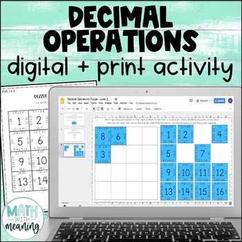 Preview of Decimal Operations Digital and Print Puzzle Activity for Google Drive