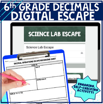 Preview of Decimal Operations Digital Escape Room Breakout Activity 6th Grade Math