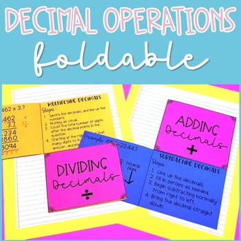 Preview of Decimal Operations Notes Foldable | Interactive Notebook