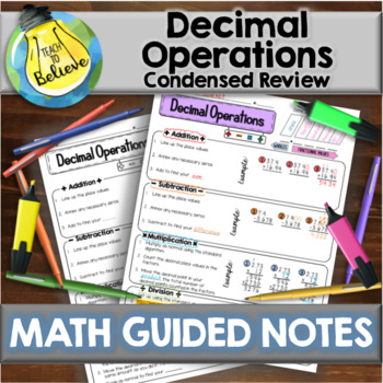Preview of Decimal Operations Guided Notes