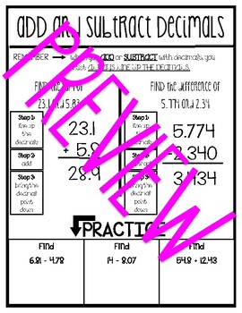 Preview of Decimal Operations Guided Notes AND Fractions