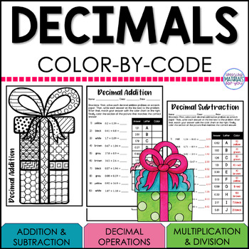 Preview of Decimal Operations Holiday Gifts Color By Code