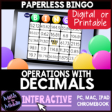 Decimal Operations Interactive Digital Bingo Review Game -