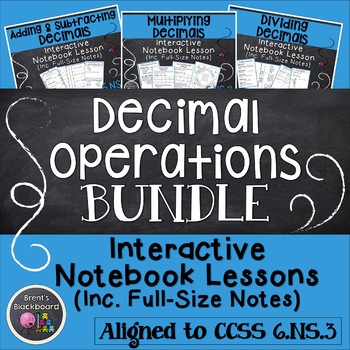 Preview of Decimal Operations Interactive Notebook Lessons CCSS 6.NS.3 (BUNDLE)