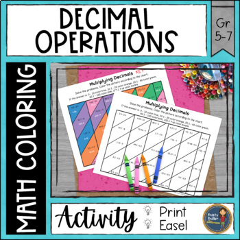 Preview of Decimal Operations Color by Number Math Worksheets Packet - No Prep Math Center