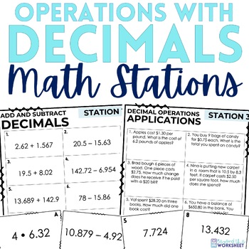 Preview of Decimal Operations Math Stations | Math Centers
