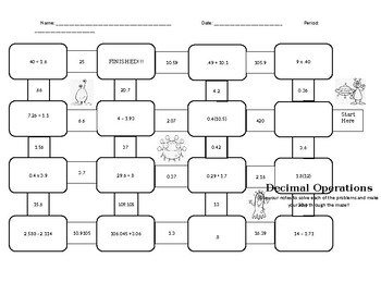 Preview of Decimal Operations Maze