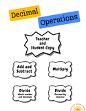 Decimal Operations Posters and Notes