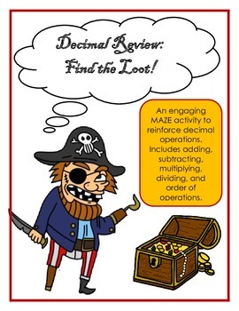 Preview of Decimal Operations Review: A Pirate Themed MAZE to reinforce decimal rules