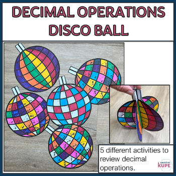 Preview of Decimal Operations Review Disco Ball Project Craftivity