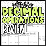 Decimal Operations Review (Editable) | 6th Grade Math