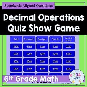 Preview of Decimal Operations Review Game | 6th Grade Math | Quiz Show Game