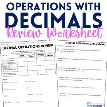 Preview of Decimal Operations Review Worksheet