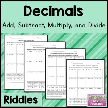 Preview of Decimal Riddles: Add, Subtract, Multiply, and Divide
