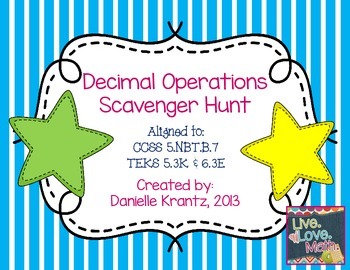 Decimal Operations Scavenger Hunt by Live Love Math | TPT