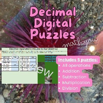Preview of Decimal Operations Self-Grading Puzzle Bundle