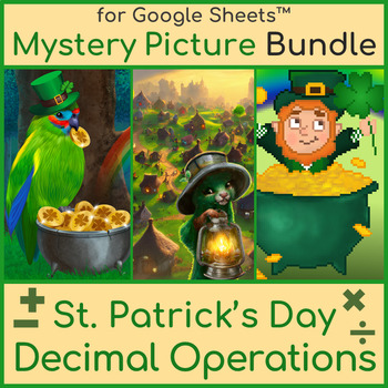 Preview of Decimal Operations | St. Patrick's Day Mystery Picture Pixel Art Bundle
