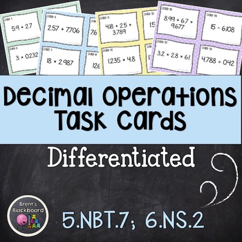 Preview of Differentiated Decimal Operations Task Cards - 6th Grade Math