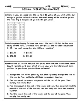 problem solving involving multiplication and division of decimals