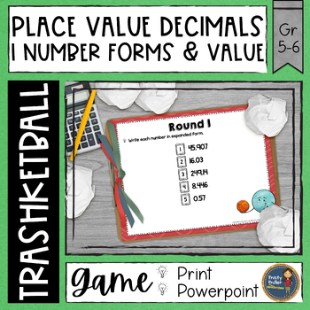 Preview of Decimal Place Value 1 Trashketball Math Game
