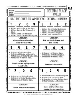 Decimal Place Value Worksheets by Drummer Chick Arithmetic | TpT