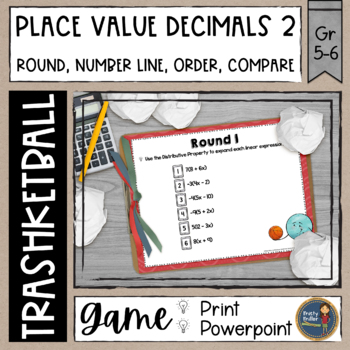Preview of Decimal Place Value 2 Trashketball Math Game