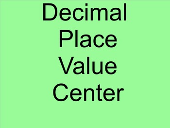 Preview of Decimal Place Value