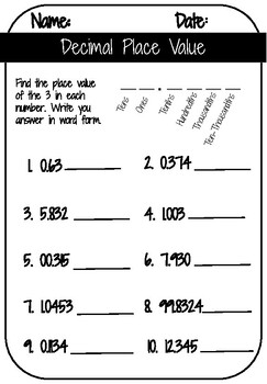 Decimal Place Value by TeachingwithMissRussell | TPT
