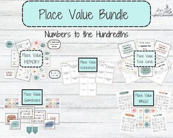 Preview of Decimal Place Value Bundle for Math Centers (Hundredths)