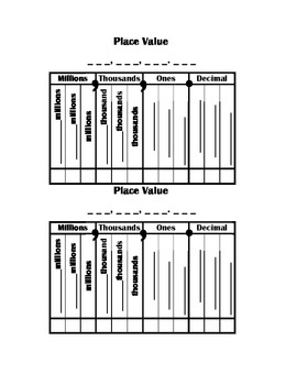 Preview of Decimal Place Value Chart (2 on apage)