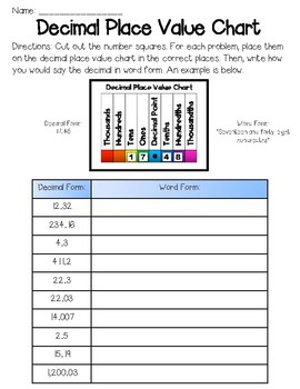 decimal place value worksheet by i m the wiz teachers pay teachers