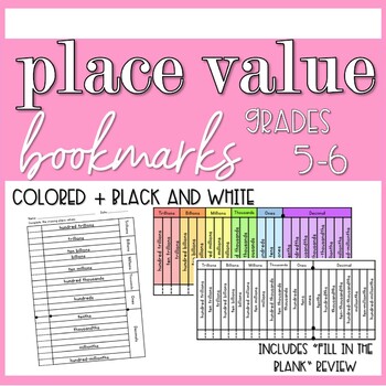 Preview of Decimal Place Value Chart | Middle Grades Interactive Notebook Page & Bookmark