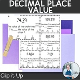 Decimal Place Value Clip it Up TEKS 5.2a Math Station Expa