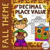 Decimal Place Value: Color by Number FREEBIE | Fall Theme